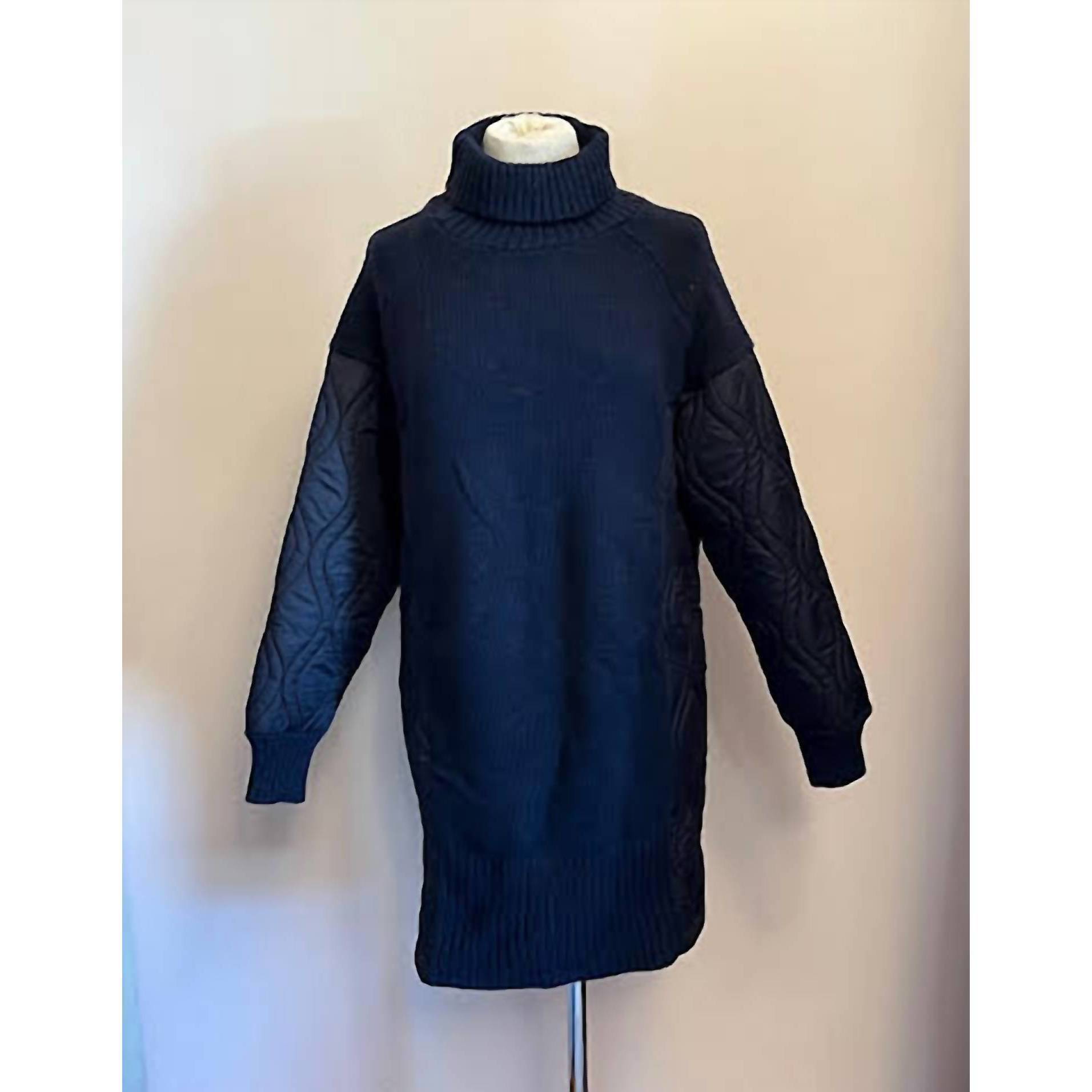 New Ams Pure Cairo Turtleneck Sweater In Navy